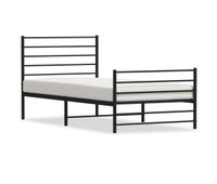 estructura de cama con cabecero y estribo metal negro 107x203cm con cabecero y pie de cama