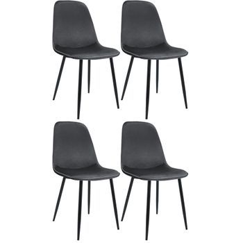 Set De 4 Sillas De Comedor Maryam Terciopelo Gris Oscuro 54x45x88 Cm Clp