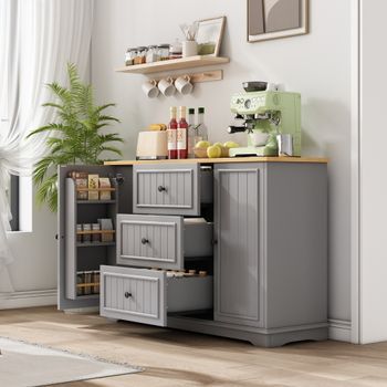 Aparador - Mueble Para Salón Y Comedor - Mdf - Gris (126x40x86cm)