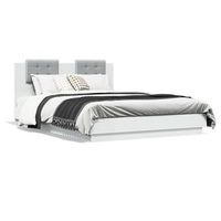 estructura cama con cabecero madera ingenieria blanco 140x200cm vidaxl