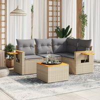 conjunto de sofas jardin con cojines 5 uds  mueble jardin mesa y sillas ratan sintetico beige cfw138461