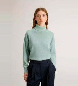 Woolrich para mujer. CFWWKN2027FRUF5067 Jersey de cuello alto en mezcla verde (XS), Casual, Lana