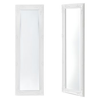 Espejo De Pared - Cuerpo Entero - Livorno - 132 X 42 X 3,5 Cm - Marco De Madera De Eucalipto - Decoración De Salón Recibidor Dormitorio - Blanco [en.casa]®
