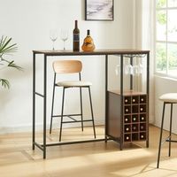 mesa de bar trondelag con botellero 120x40x105cm - negronogal encasa