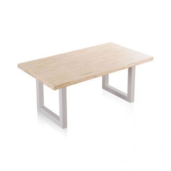 Mesa De Comedor Fija Con Patas Metálicas 180x100 Cm Loft Blanco - Roble 180 X 76 X 100 Cm