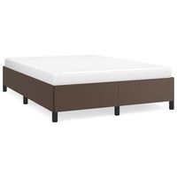 estructura de cama de cuero sintetico marron 140x200 cm