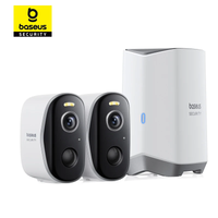 baseus proteccion de seguridad camara exterior serie n1 2k kit de 2 camaras seguridad inalambrica para el hogar duracion de la bateria de 210 dias homekit memoria de 16 tb