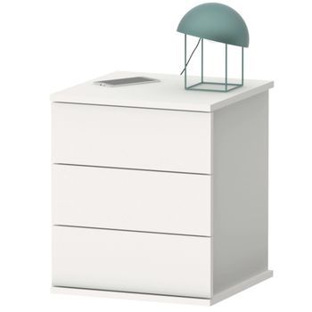 Mesita De Noche Dana Color Blanco 3 Cajones Dormitorio Habitación Estilo Moderno Mueble 49x41x40 Cm