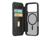 funda movil - cellularline daily mag para iphone 17 pro imitacion piel y cierre magnetico compatible con magsafe con tapa tarjetero negro