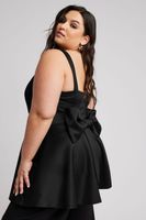 yours london top peplum negro con lazo mujer curvy y tallas grandes yours london