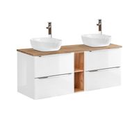 mueble lavabo doble 140 cm 2 nichos april blanco y madera
