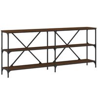 mesa consola hierro madera ingenieria roble marron 180x30x75 cm vidaxl