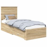 estructura de cama con cajon roble sonoma y plata 70 x 190 cm vidaxl