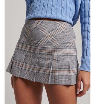 Superdry para mujer. W7210267A Falda 1/2 plisada a cuadros gris (M), Casual, Poliéster