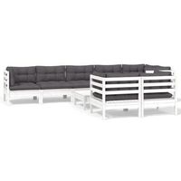 muebles de jardin 9 pzas con cojines blanco madera maciza pino vidaxl