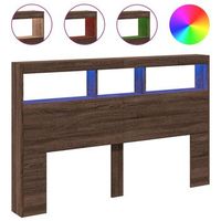 cabecero de cama con luz led marron roble 160x17x102 cm