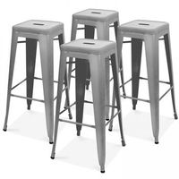 lote de 4 taburetes de jardan de metal gris mate