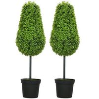 set de 2 bojes artificiales 90 cm en forma de lagrima con maceta