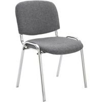 silla de visita apilable para zona de espera en tejido gris base de 4 patas en metal cromado 100003370