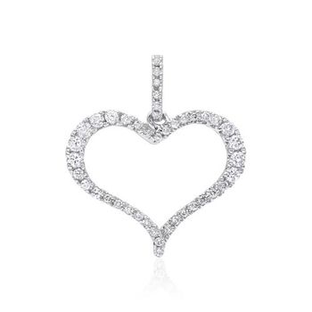 Colgante corazón en oro blanco de 18 quilates, diamantes, aprox. 0,21 quilates.