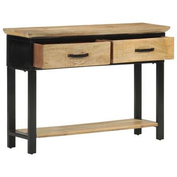 Mesa Consola | Mesa De Entrada | Mesa Auxiliar Madera Maciza De Mango Rugosa 110x30x75 Cm