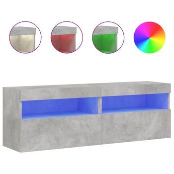 Muebles Tv De Pared Luces Led 2 Uds Gris Hormigón 60x30x40 Cm Vidaxl