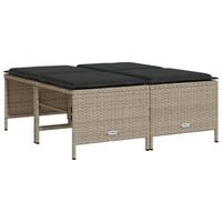 4 uds taburetes de jardin  otomana de jardin  reposapies de jardin con cojines ratan pe gris claro