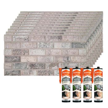Set de 10 paneles ladrillo envejecido + 4 botes adhesivo