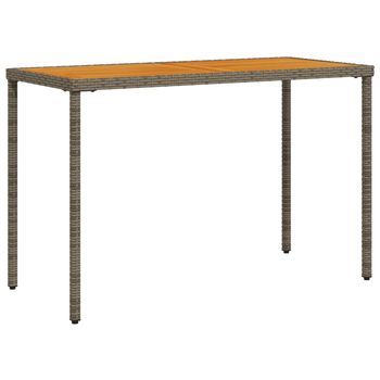 Mesa De Jardín | Mesa De Exterior Superficie De Madera Ratán Pe Gris 115x54x74 Cm