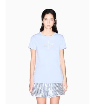 A|X Armani Exchange para mujer. XW002348AF10356U9333 Camiseta Regular azul (XL), Casual, Algodón, Manga corta