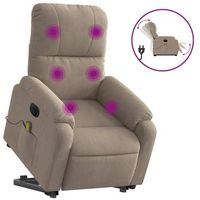 sillon masaje electrico reclinable elevable tela gris taupe vidaxl