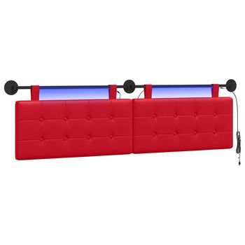 Cabecero Colgante Con Luz Led Rojo Cuero Sintético Vidaxl