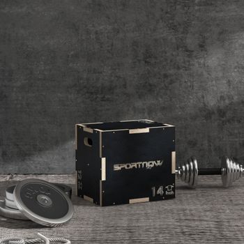 Cajón Pliométrico Sportnow, Madera De Haya, 40,5x35,5x30,5 Cm, Negro