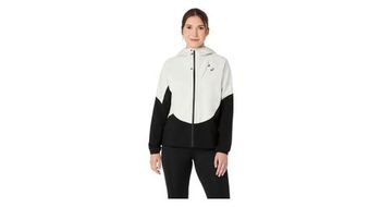 Chaqueta impermeable asics metarun legend blanca negra para mujer