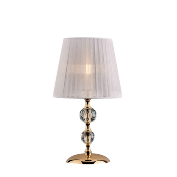 Lámpara De Mesa Ruben De 1 Luz De Hierro Dorado Y Cristal Con Pantalla H.36 Ø20 Bl267-lt-or