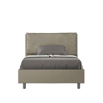 Cama Con Somier Acolchada 120x210 Cuero Sintético Capuchino Antea Large