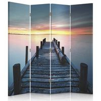 biombo sunset pier - separador de ambientes cm 145x180 4 paneles