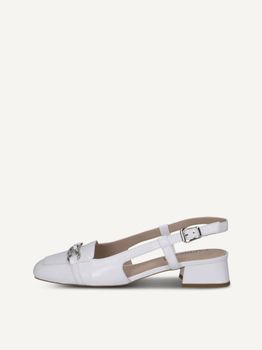 CAPRICE sling pumps, white, made of Leather with Trapeze heel, Size 39