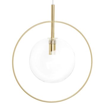 Lámpara colgante de metal dorado y cristal Ø30 cm