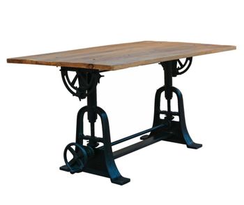 Mesa de comedor industrial de madera maciza