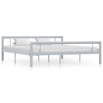 Estructura De Cama Sin Colchón Metal Gris Y Blanco 180x200 Cm Vidaxl