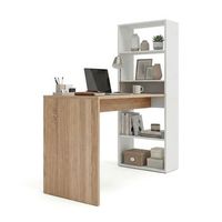 mesa de escritorio con estanteria 120x50 cm cosmic blanco artik blanco mate - roble canadian 120 x 71 x 53 cm