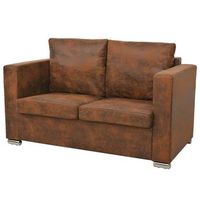 sofa de 2 plazas de cuero artificial de ante 137x73x82 cm vidaxl