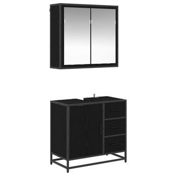 Juego De Muebles De Baño 2 Uds. Roble Negro 65 X 33 X 60 Cm Vidaxl
