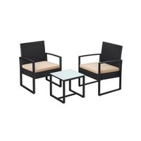 conjunto de muebles de jardin ratan para balcon terraza al aire libre negro  beige