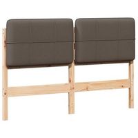 cabecero tapizado marron y topo 135 cm madera de pino macizo vidaxl