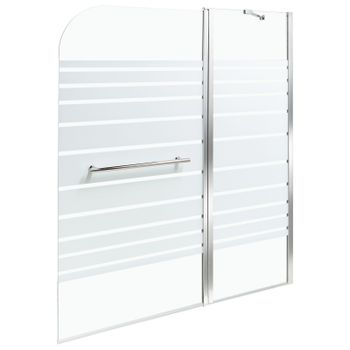 Mampara De Baño Minimalista Con Puerta De Vidrio Templado Plateado 140 X 120 Cm Tuapi