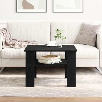Vidaxl Mesa De Café Roble Negro 60 X 60 X 42 Cm Madera De Ingeniería