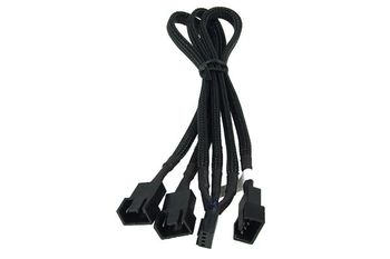 Cable en Y Phobya PWM Forrado 1x4 pines a 3x4 pines 30cm Macho/Hembra Malla Negra