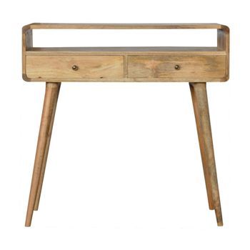 Mesa Consola De Madera Maciza, Mueble Artesanal, Curvada, De Estilo Roble.